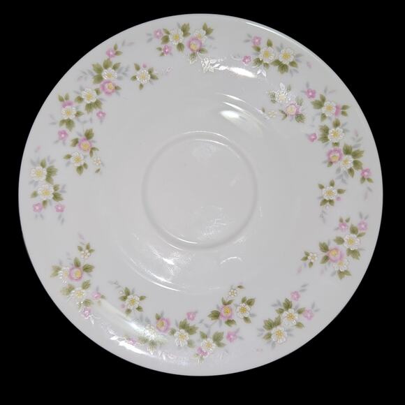 Treasure Chest Lenore No. 7001 Cup & Saucer Set Pink White Flowers Silver Trim - Picture 2 of 9